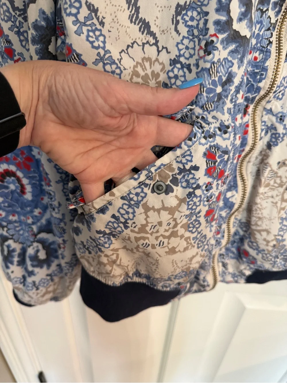 Free People Daytrip Paisley Print Quilted Full Zip Up Bomber Jacket 25584